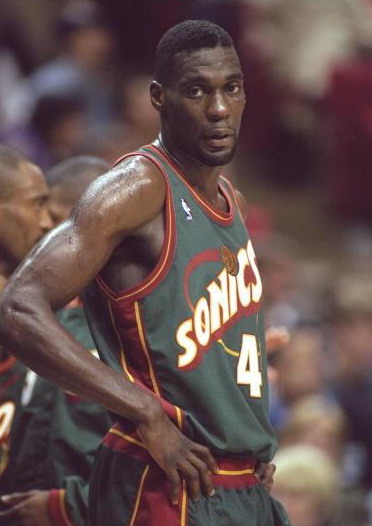 Basketball NBA Player Shawn Kemp of the Seattle Supersonics 